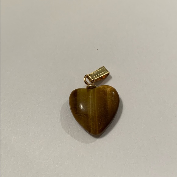 ❤️NWOT vintage genuine tiger eye stripes heart pendant - Picture 1 of 5